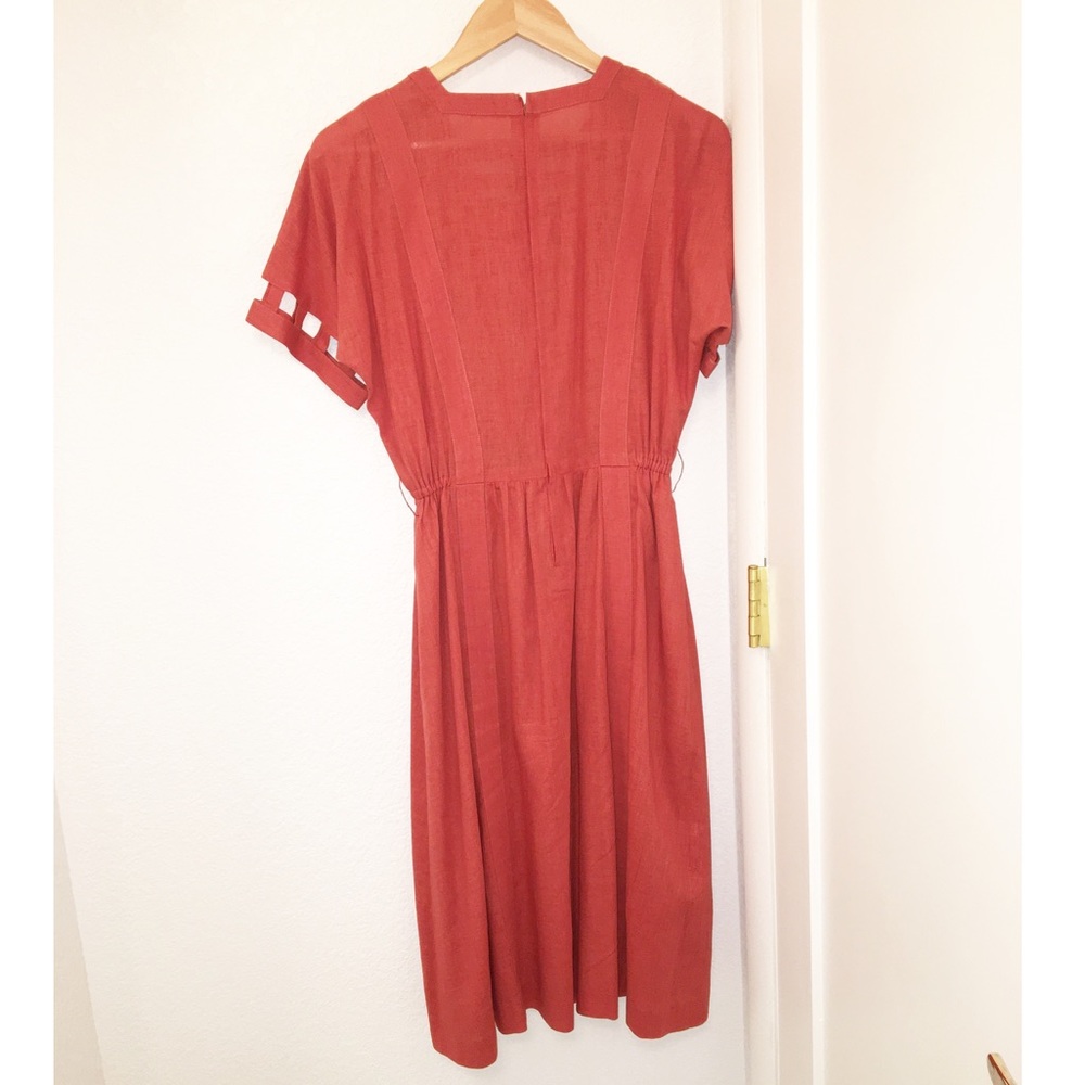 Vintage 1950s Cotton Dress Rust SZ: Small - Picture 14 of 14